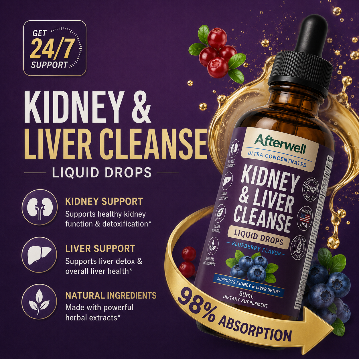 Afterwell Complete Liver & Kidney Support To Reset Energy And Vitality