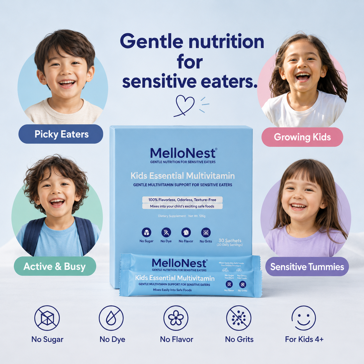 MelloNest Tasteless Multivitamin Powder for Kids